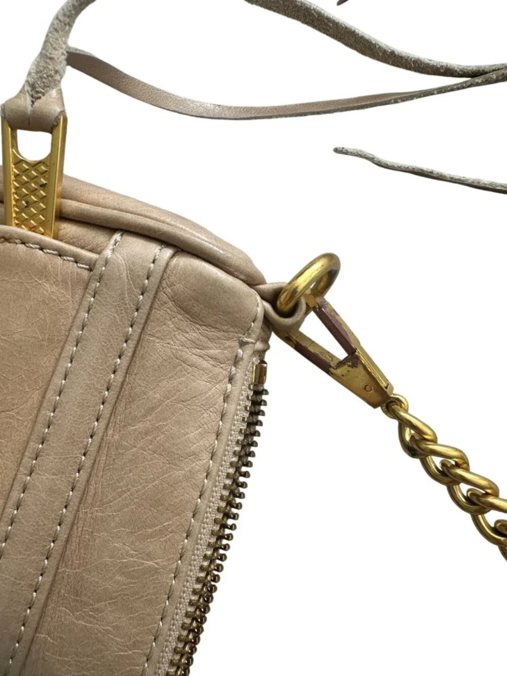 REBECCA MINKOFF Tan Gold Leather MAC Crossbody Bag